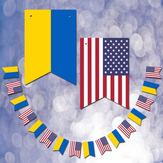 Ukrainas amerikanska Flaggor, Party Ukraina/USA Vimplar (Skapare uppladdad)