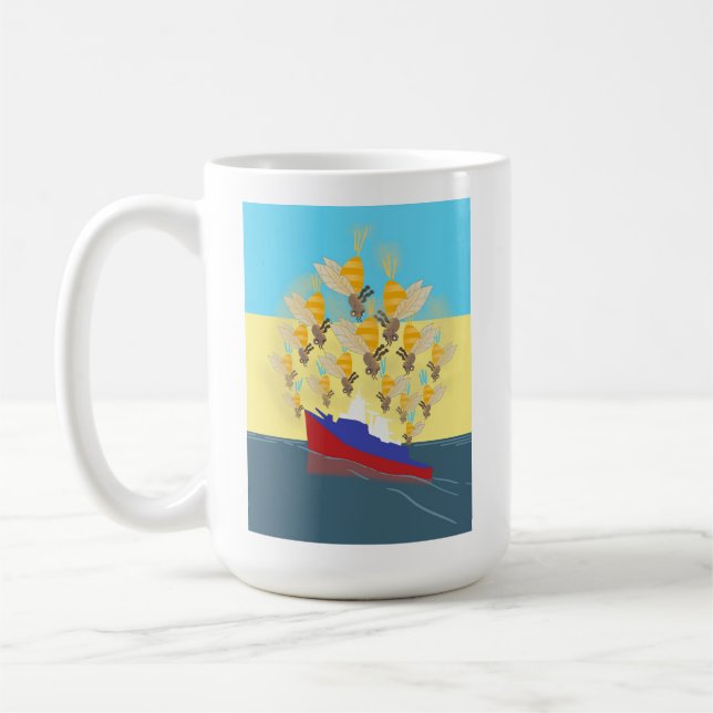 Ukrainas "blå gult", färgstark kaffemugg (Vänster)