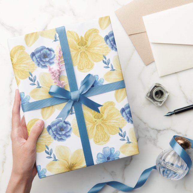 Ukrainas blått/gult-blommönster. Ukraina Presentpapper (Gifting)