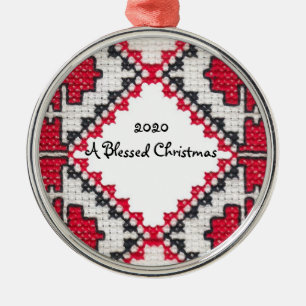 Ukrainas broderier Skriv ut blankt jul Julgransprydnad Metall