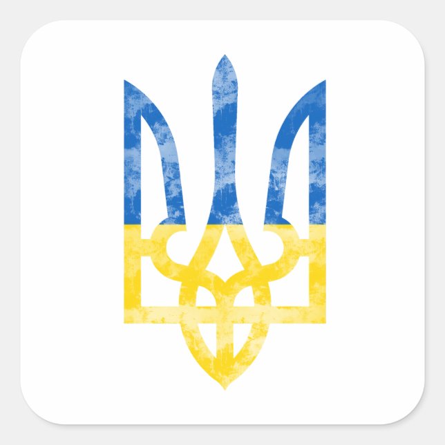Ukrainas emblem fyrkantigt klistermärke (Framsida)