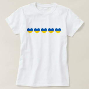 Ukrainas Flagga 5 Blue- och Gult Hjärter T Shirt