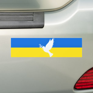 Ukrainas Flagga Bumper Sticker Dove of Peace Freed Bildekal