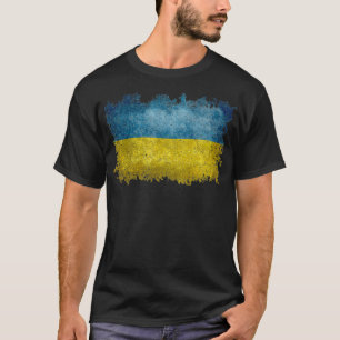 Ukrainas Flagga Distress Stil Pullove T Shirt