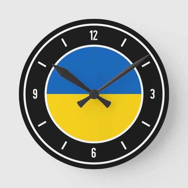 Ukrainas Flagga Elegant Rund Klocka (Framsida)
