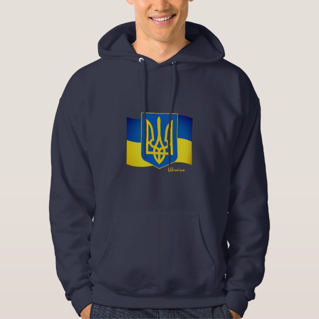 Ukrainas flagga, Emblem och Ukraina mode / sport Hoodie (Framsida)