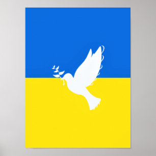 Ukrainas flagga - Fredsdubben - Frihet - Fred Poster