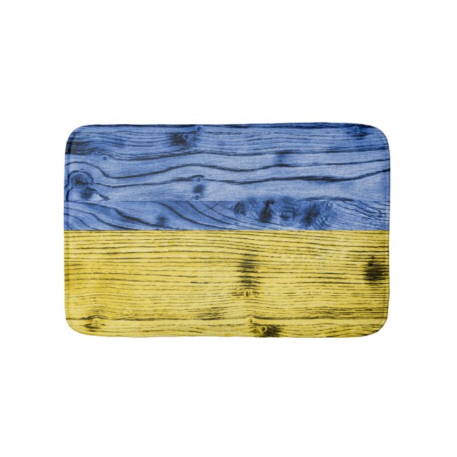 Ukrainas flagga gult blue wood struktur mönster badrumsmatta (Framsidan)
