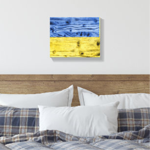 Ukrainas flagga gult blue wood struktur mönster canvastryck