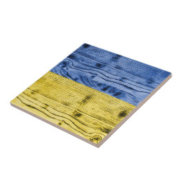 Ukrainas flagga gult blue wood struktur mönster kakelplatta