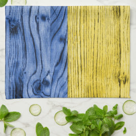 Ukrainas flagga gult blue wood struktur mönster kökshandduk