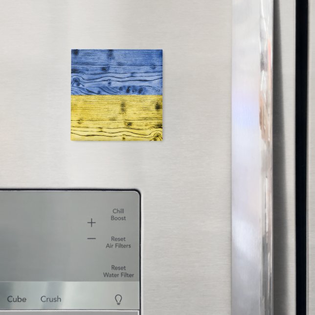 Ukrainas flagga gult blue wood struktur mönster magnet (In Situ (Fridge))