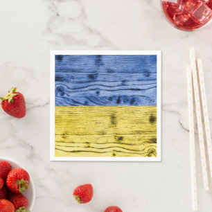 Ukrainas flagga gult blue wood struktur mönster pappersservett