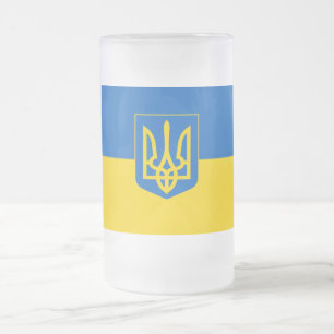 Ukrainas flagga-Jackande av arm Frostat Ölglas