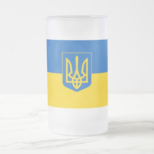 Ukrainas flagga-Jackande av arm Frostat Ölglas (Center)
