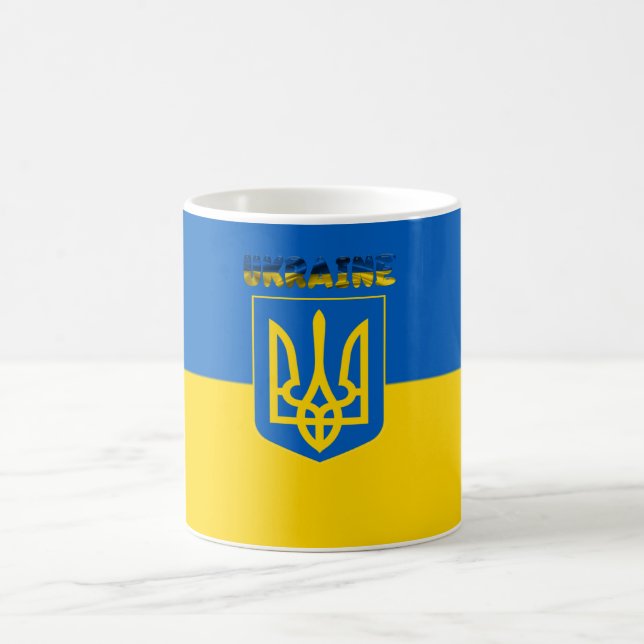 Ukrainas flagga-Jackande av arm Kaffemugg (Center)