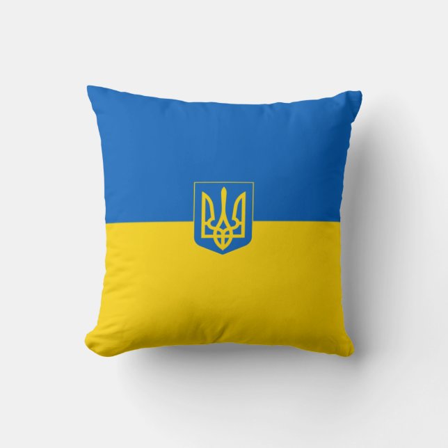 Ukrainas flagga-Jackande av arm Kudde (Framsida)