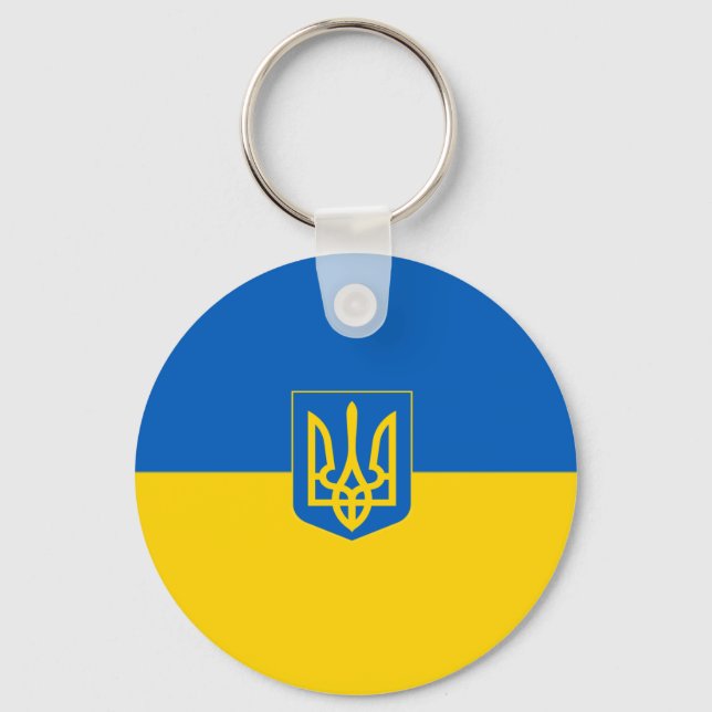 Ukrainas flagga-Jackande av arm Nyckelring (Framsida)