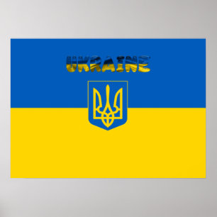 Ukrainas flagga-Jackande av arm Poster