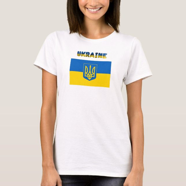 Ukrainas flagga-jackande av arm t shirt (Framsida)