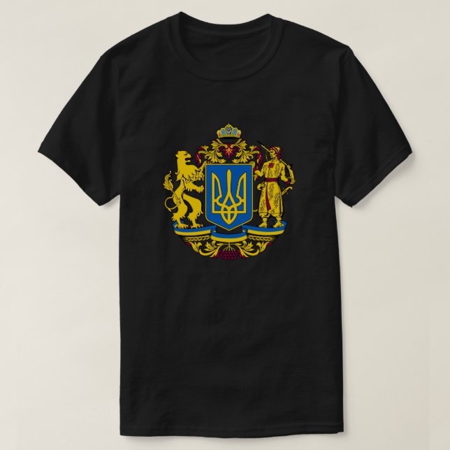 Ukrainas flagga Jackar nationssymbolen arm tryzub T Shirt (Design framsida)