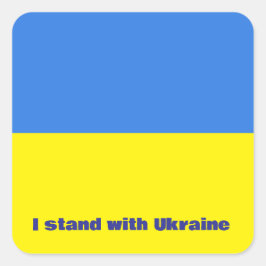 Ukrainas Flagga, jag står med Ukraina. Fyrkantigt Klistermärke