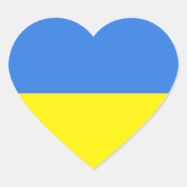 Ukrainas Flagga, jag står med Ukraina. Hjärtformat Klistermärke