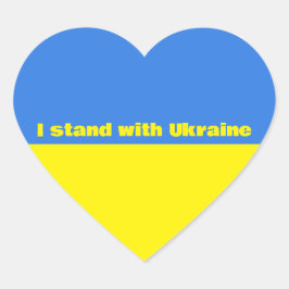 Ukrainas Flagga, jag står med Ukraina. Hjärtformat Klistermärke