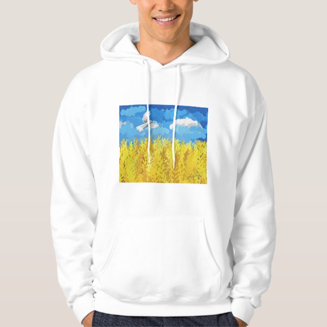Ukrainas Flagga liggande Hoodie (Framsida)