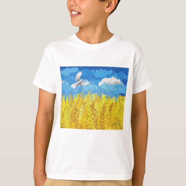 Ukrainas Flagga liggande T Shirt (Framsida)