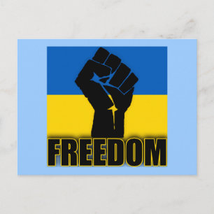Ukrainas Flagga med Fist for FREEDOM Vykort