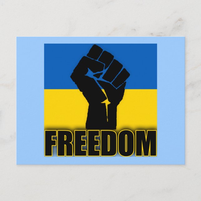 Ukrainas Flagga med Fist for FREEDOM Vykort (Framsida)