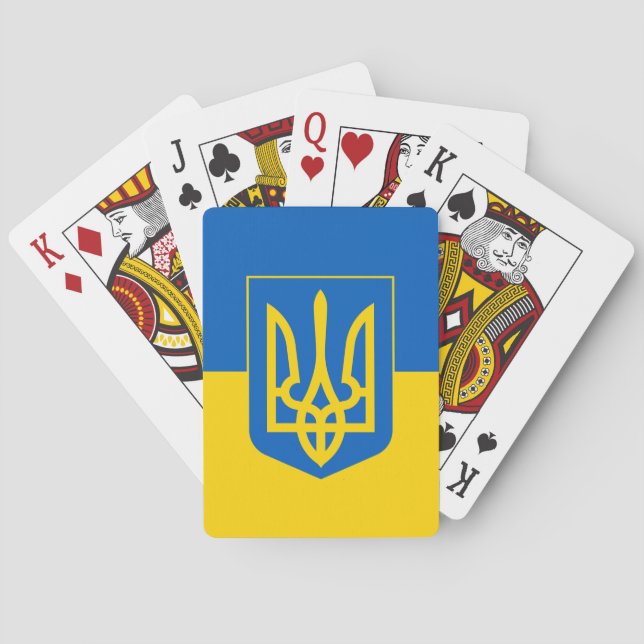 Ukrainas flagga med jackande av arm casinokort (Baksidan)