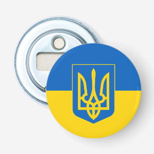 Ukrainas flagga med jackande av arm flasköppnare