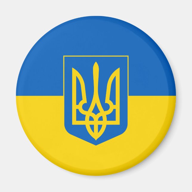 Ukrainas flagga med jackande av arm magnet (Framsidan)