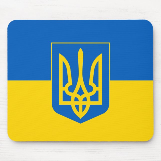 Ukrainas flagga med jackande av arm musmatta (Framsidan)