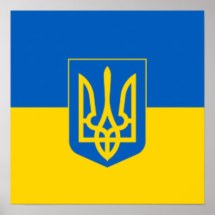 Ukrainas flagga med jackande av arm poster
