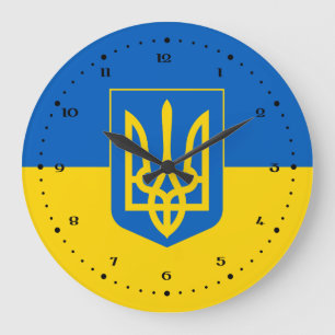Ukrainas flagga med jackande av arm stor klocka