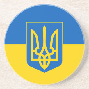 Ukrainas flagga med jackande av arm underlägg