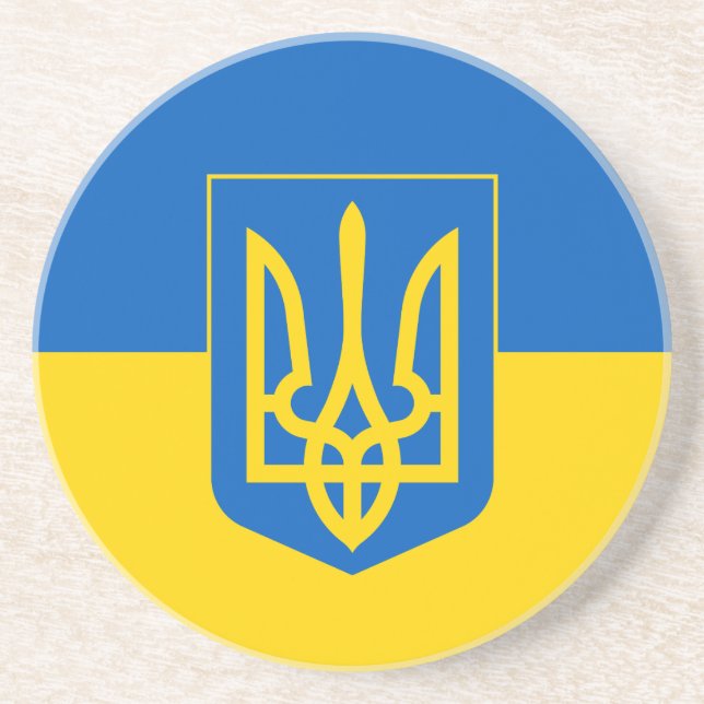 Ukrainas flagga med jackande av arm underlägg (Framsidan)