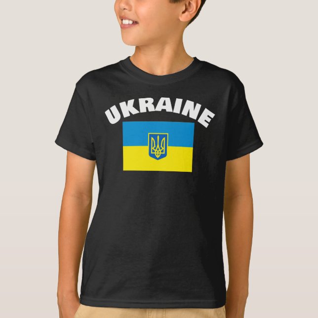 Ukrainas flagga med Trinent T Shirt (Framsida)