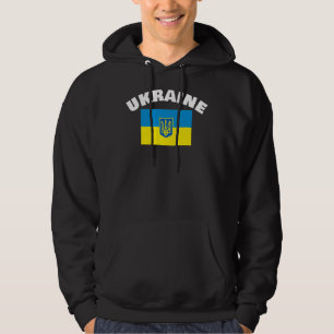 Ukrainas Flagga med Tryzub Shield Hoodie
