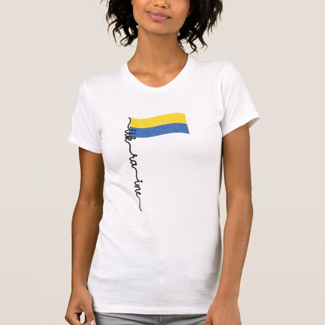 Ukrainas Flagga Namnteckning design, symbol vid fl T Shirt (Framsida)