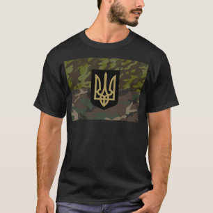 Ukrainas Flagga och emblem i Camouflage. T Shirt