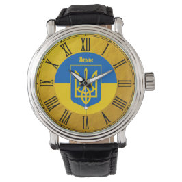 Ukrainas Flagga och Ukrainas gyllene retro Watch Armbandsur