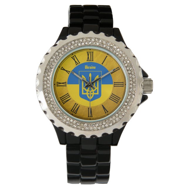 Ukrainas Flagga och Ukrainas gyllene retro Watch Armbandsur (Framsida)