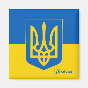 Ukrainas flagga och Ukrainas resor, helgdag/sport Magnet