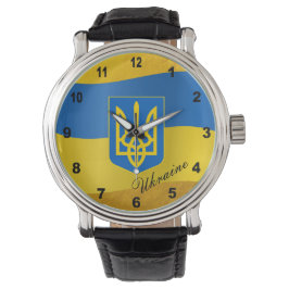 Ukrainas Flagga- och ukrainska emblem, text bevakn Armbandsur