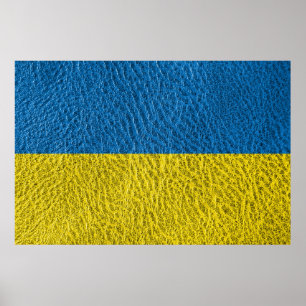Ukrainas flagga på läder poster