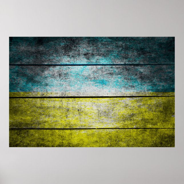 Ukrainas flagga på trä poster (Framsidan)